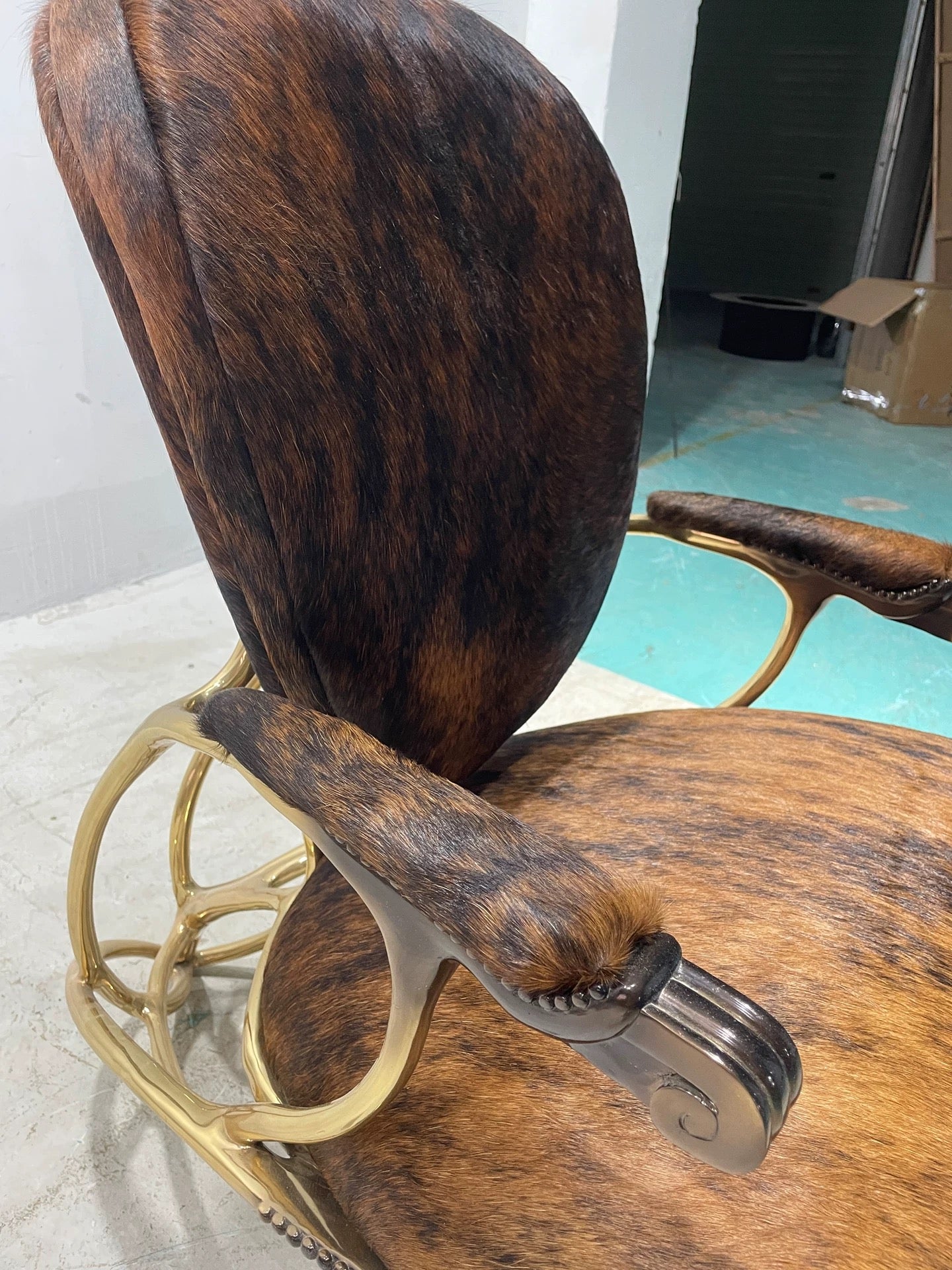 New Arrivals 2025 Autumn Furniture Idea from Butterfly Brass Cowhide ArmChair