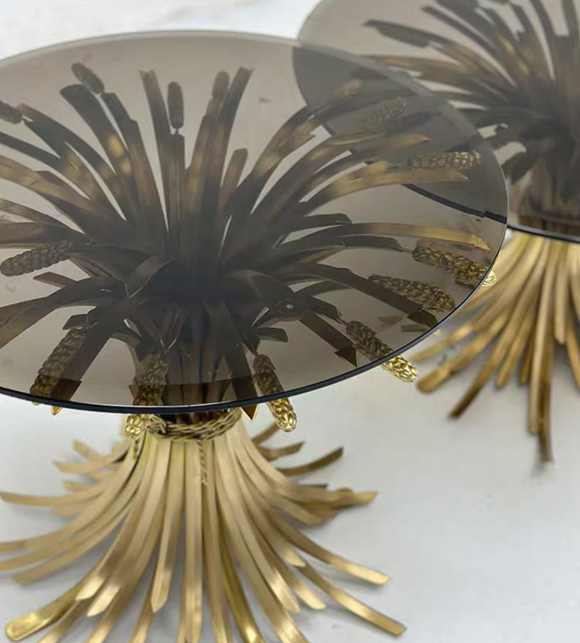 New Arrivals Unique Design Stainless Steel Ears of Wheat Glass Table Coffee Table