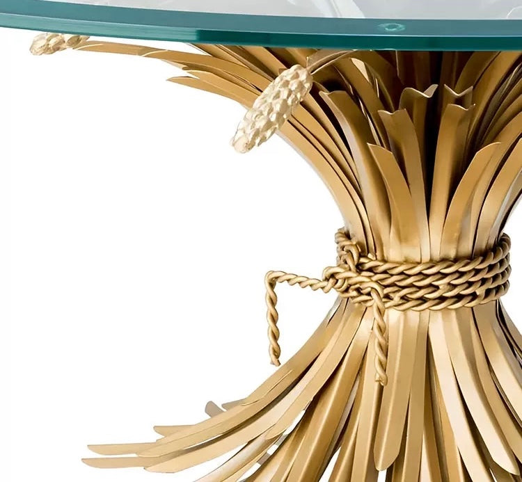 New Arrivals Unique Design Stainless Steel Ears of Wheat Glass Table Coffee Table