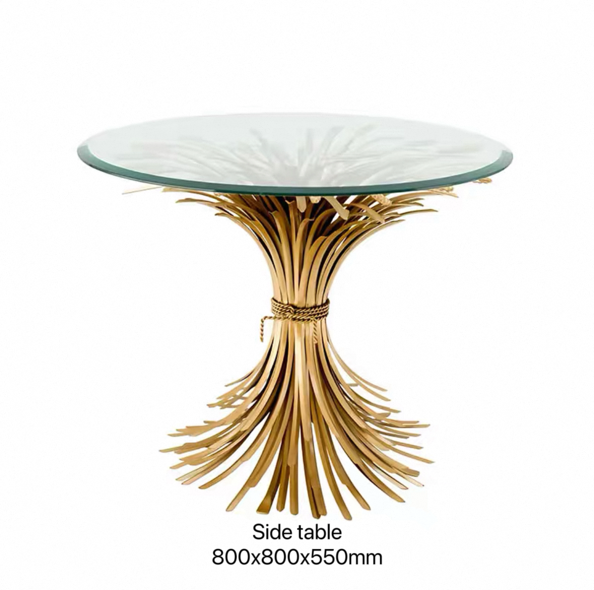 New Arrivals Unique Design Stainless Steel Ears of Wheat Glass Table Coffee Table