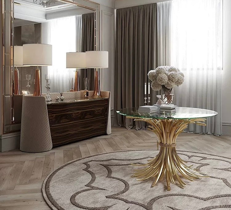 New Arrivals Unique Design Stainless Steel Ears of Wheat Glass Table Coffee Table