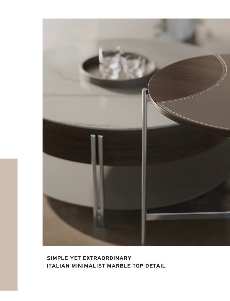 Coffee Table Set Marble Table Leather Wood Table
