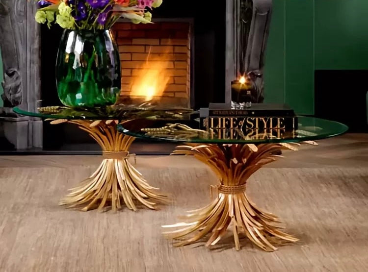 New Arrivals Unique Design Stainless Steel Ears of Wheat Glass Table Coffee Table