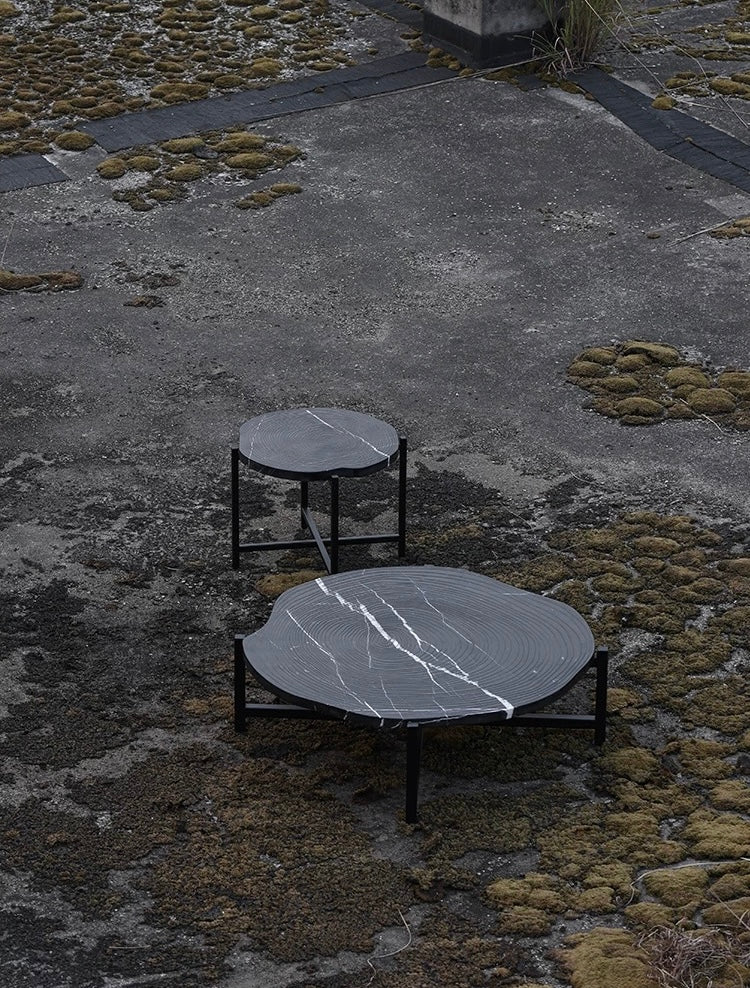 Minimalism Style Annual Ring Natural Marble Coffee Table French Designer