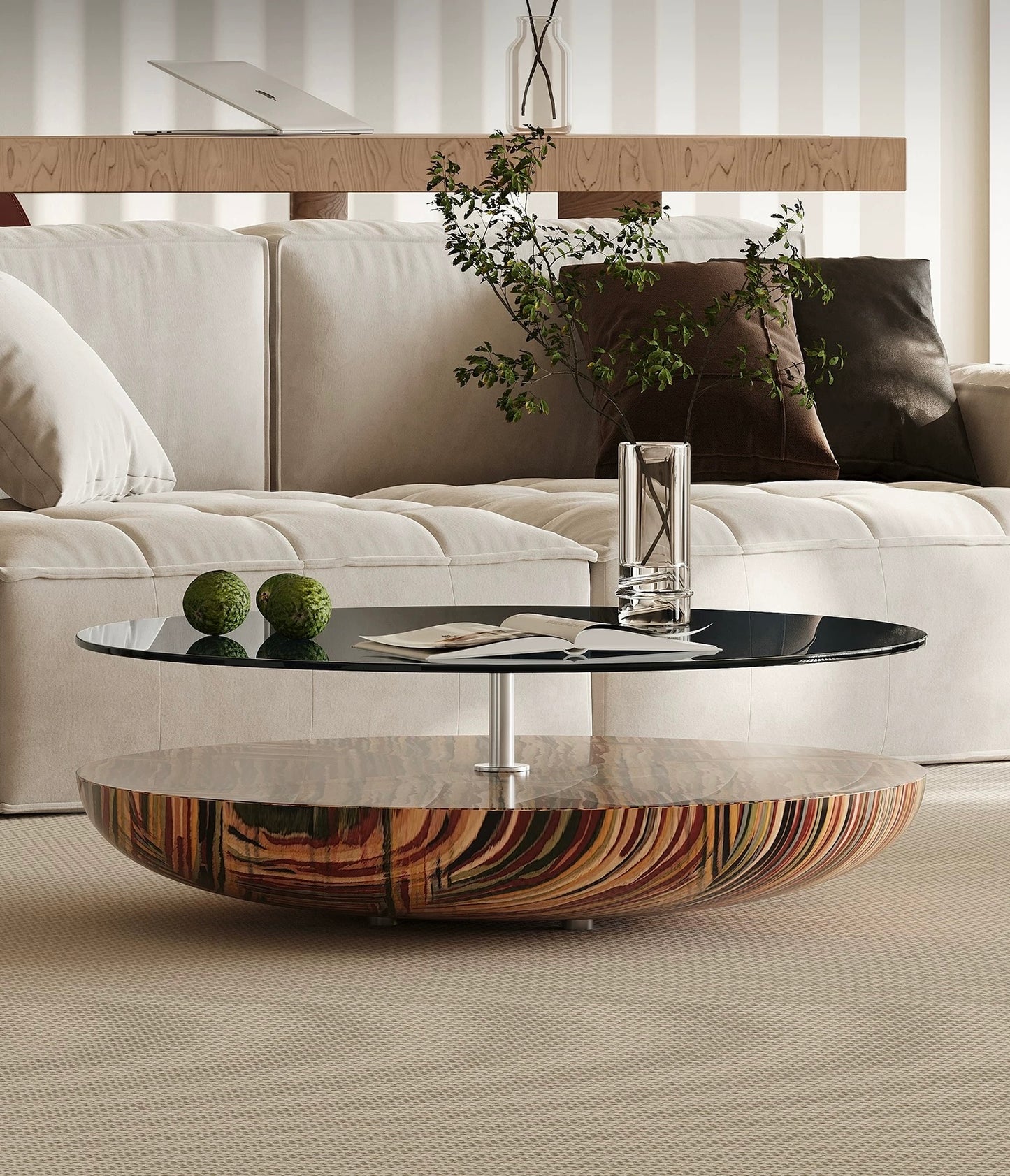 New Arrivals Rainbow Glass Art Coffee Table Floating Design
