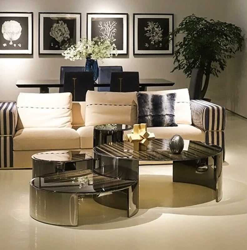 Luxurious Coffee Table Set Stainless Steel Table Tempered Glass Table