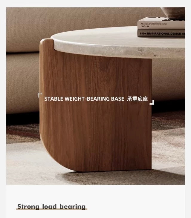 Minimalist Design Travertine Wood Coffee Table Classic Style