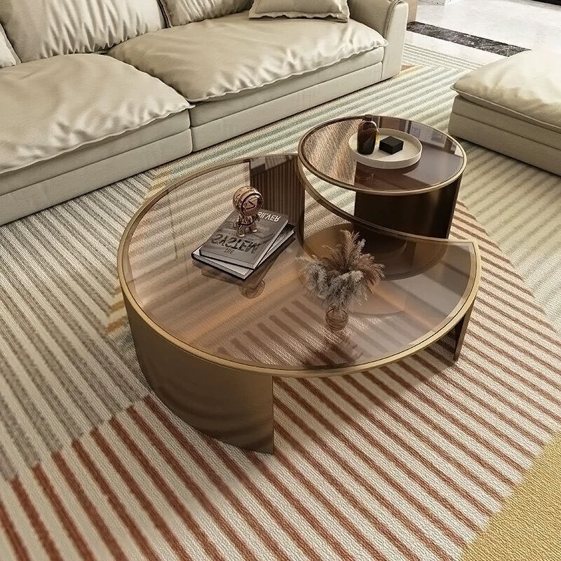 Luxurious Coffee Table Set Stainless Steel Table Tempered Glass Table