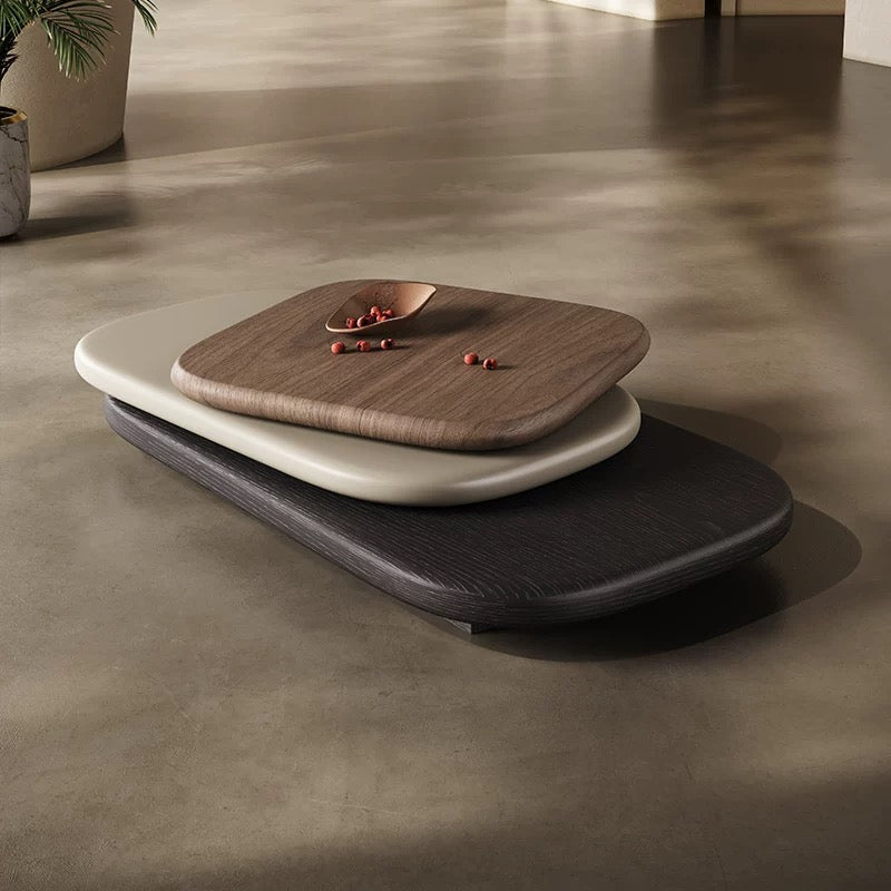 Wood Rotating Coffee Table 3 Layers with Versatility and Durability