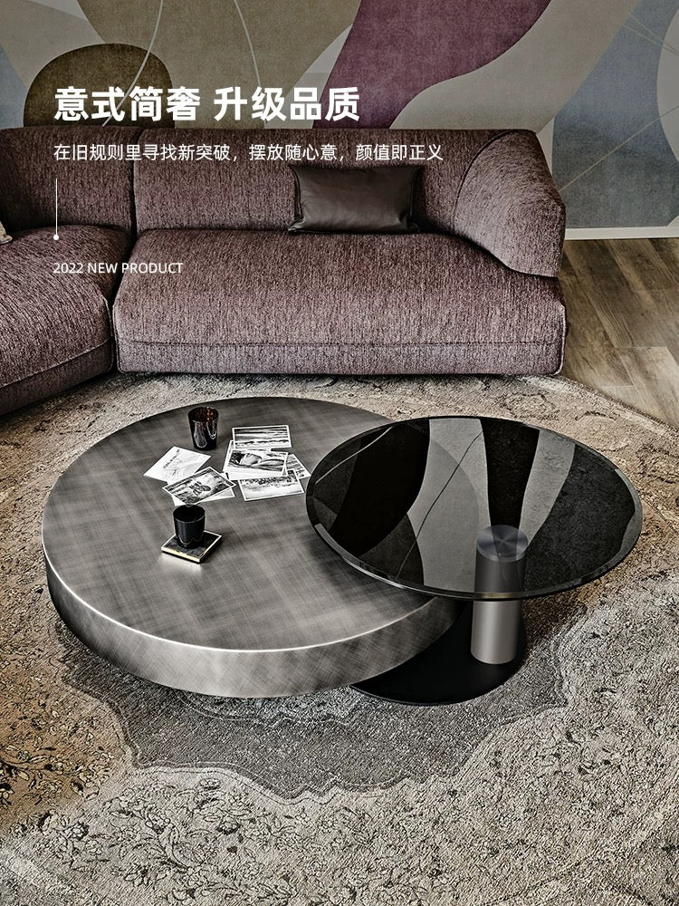 Stainless Steel Table Tempered Glass Table Coffee Table Set