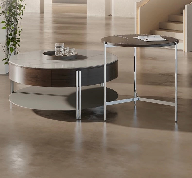 Coffee Table Set Marble Table Leather Wood Table