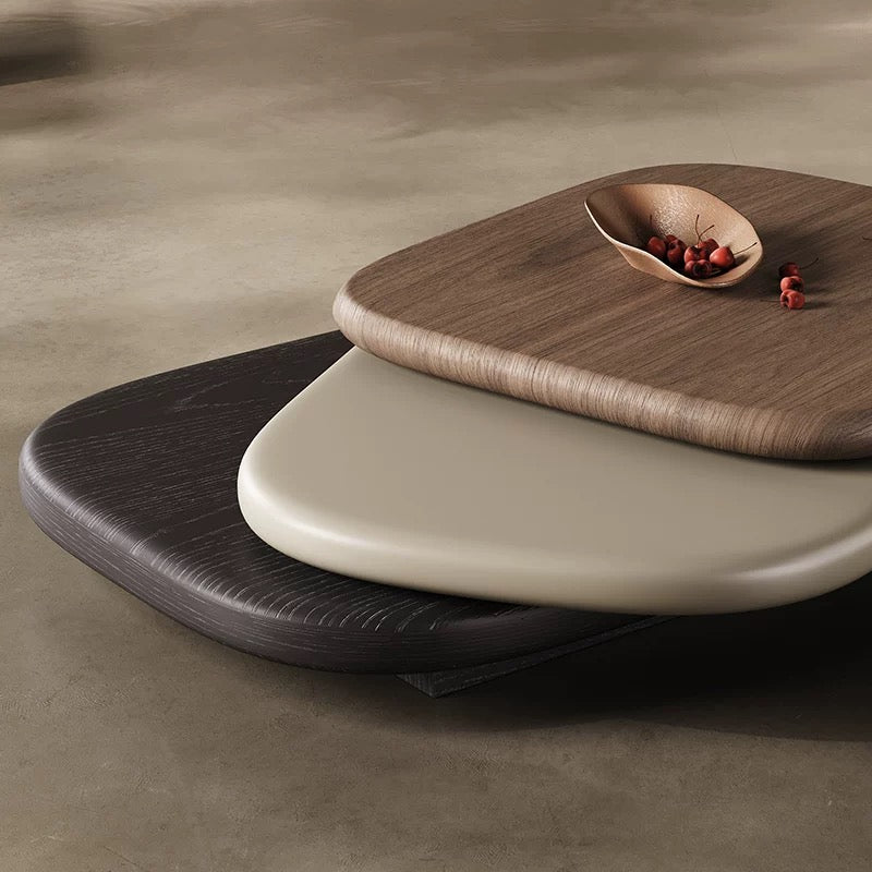 Wood Rotating Coffee Table 3 Layers with Versatility and Durability