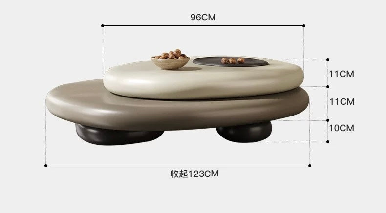 New 2024 Pebble-shaped Rotating Coffee Table Nordic Style Modern Home