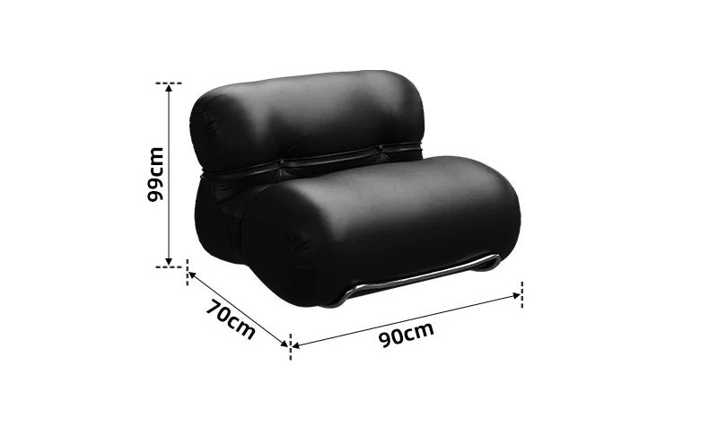 Luxurious black NAPA leather sofa minimalist Italian style living room furniture