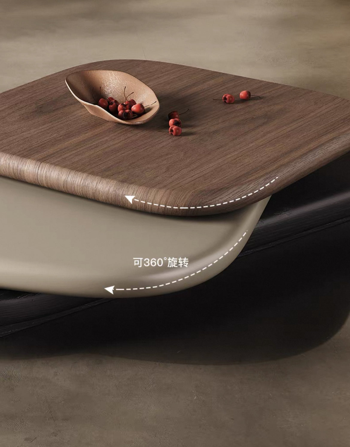 Wood Rotating Coffee Table 3 Layers with Versatility and Durability