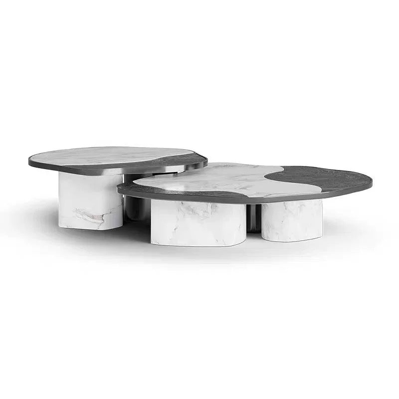 New Arrivals Natural Marble Table Brass Stainless Steel Coffee Table