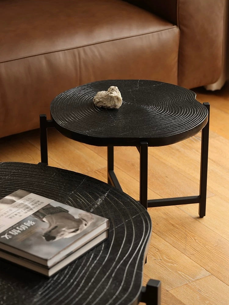 Minimalism Style Annual Ring Natural Marble Coffee Table French Designer
