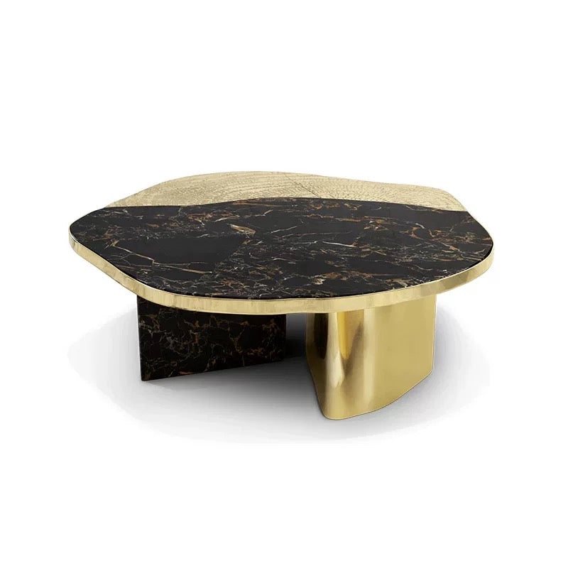 New Arrivals Natural Marble Table Brass Stainless Steel Coffee Table