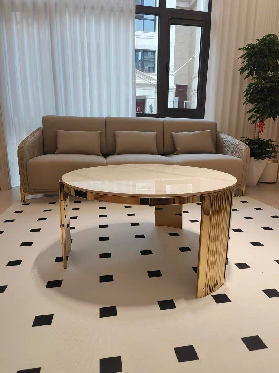 Luxurious Marble Coffee Table Stainless Steel Table Tempered Glass Table