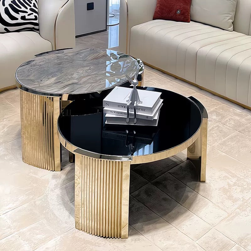 Luxurious Marble Coffee Table Stainless Steel Table Tempered Glass Table