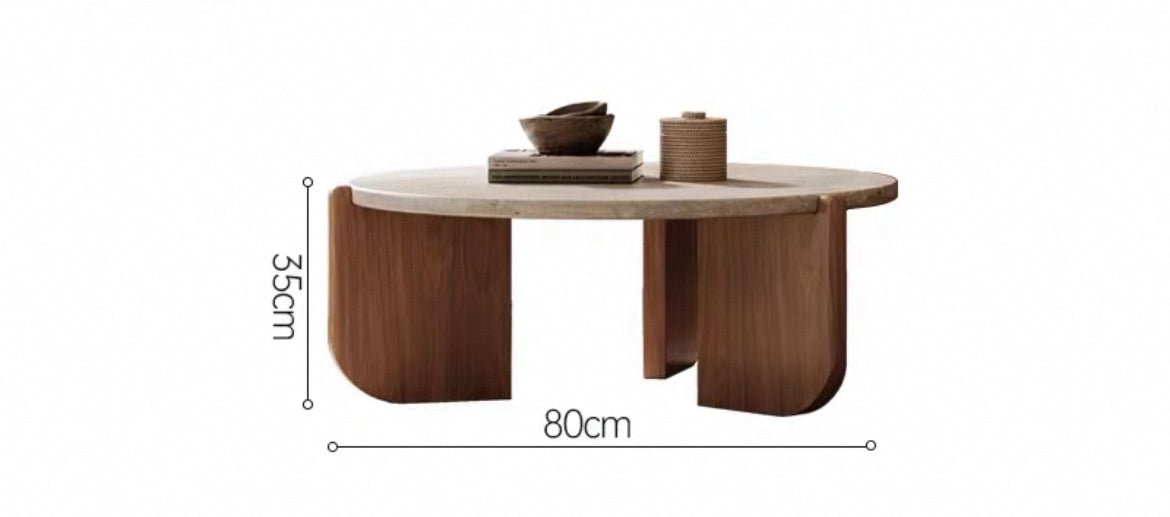 Minimalist Design Travertine Wood Coffee Table Classic Style