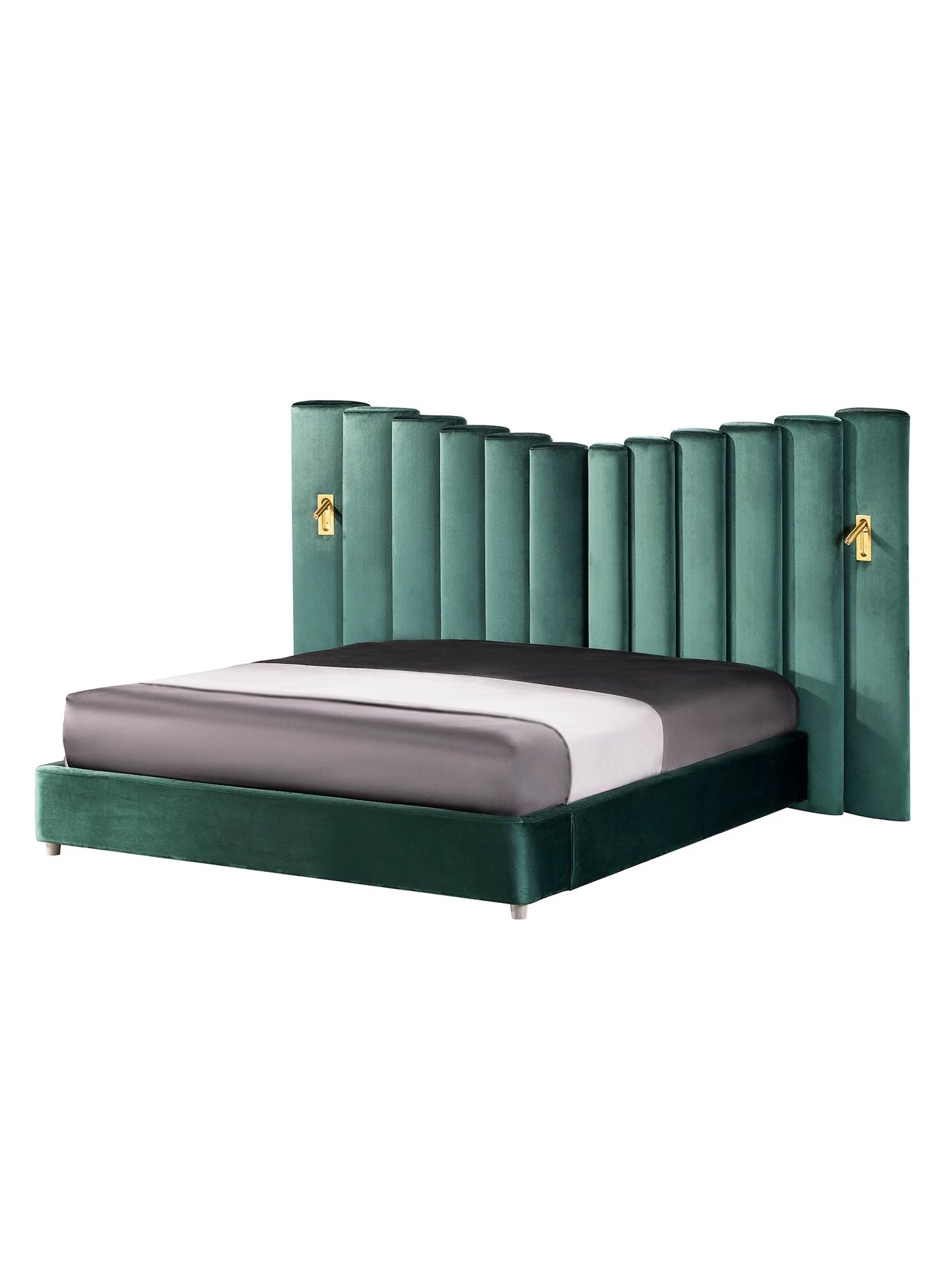 New Arrivals French-inspired Luxurious Bed Peacock Green Bedroom Furniture