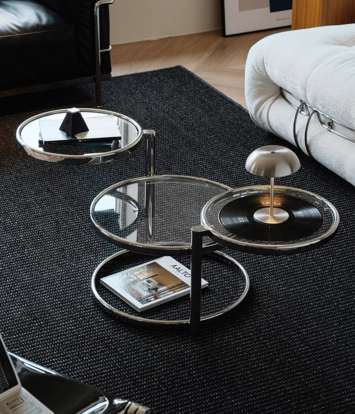 Creative Furniture Stainless Steel Coffee Table Glass Table Side Table