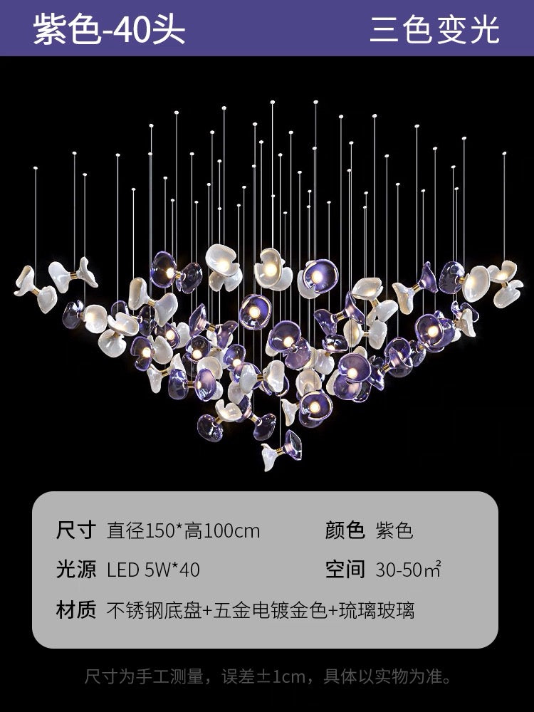 Creative Petal Chandelier Villa Chandelier Hotel Lobby Lighting Home Decor