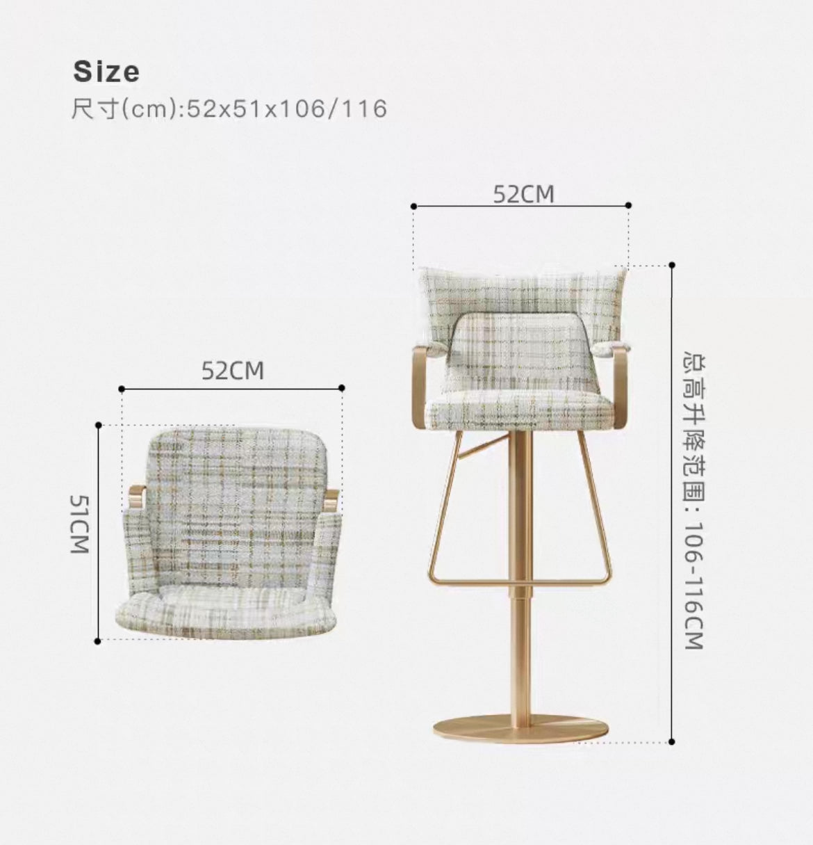 New Arrivals Stainless Steel Bar Stool Luxurious Bar Chair