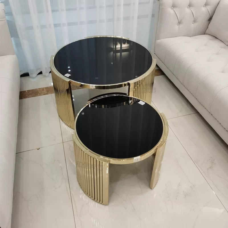 Luxurious Marble Coffee Table Stainless Steel Table Tempered Glass Table