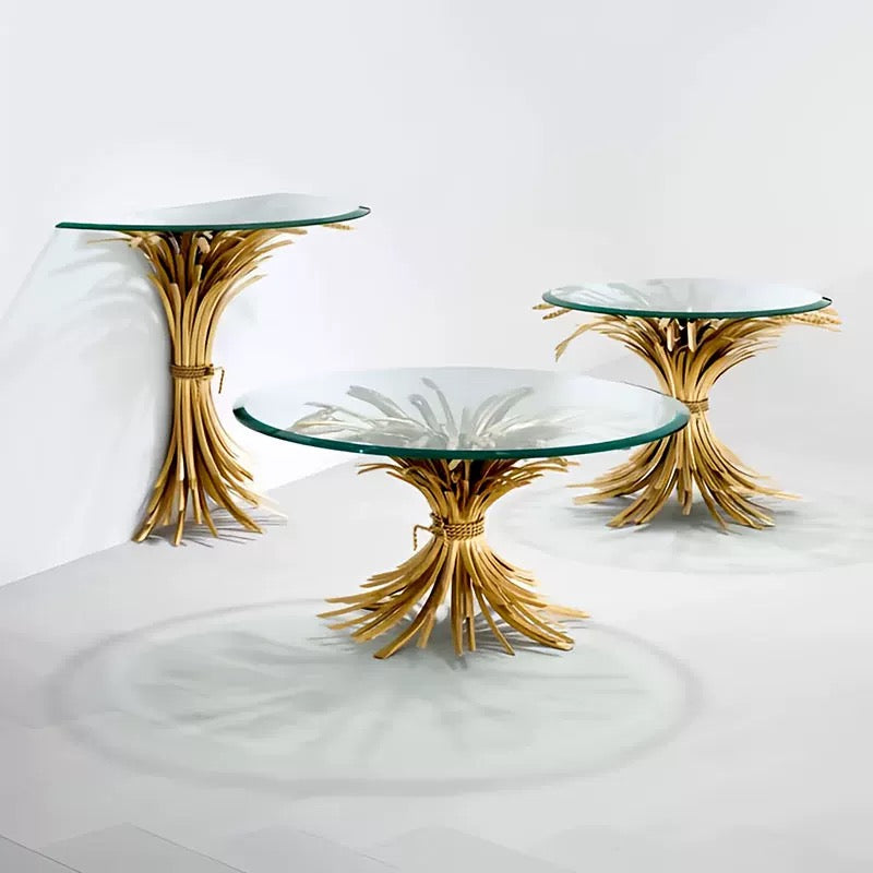 New Arrivals Unique Design Stainless Steel Ears of Wheat Glass Table Coffee Table