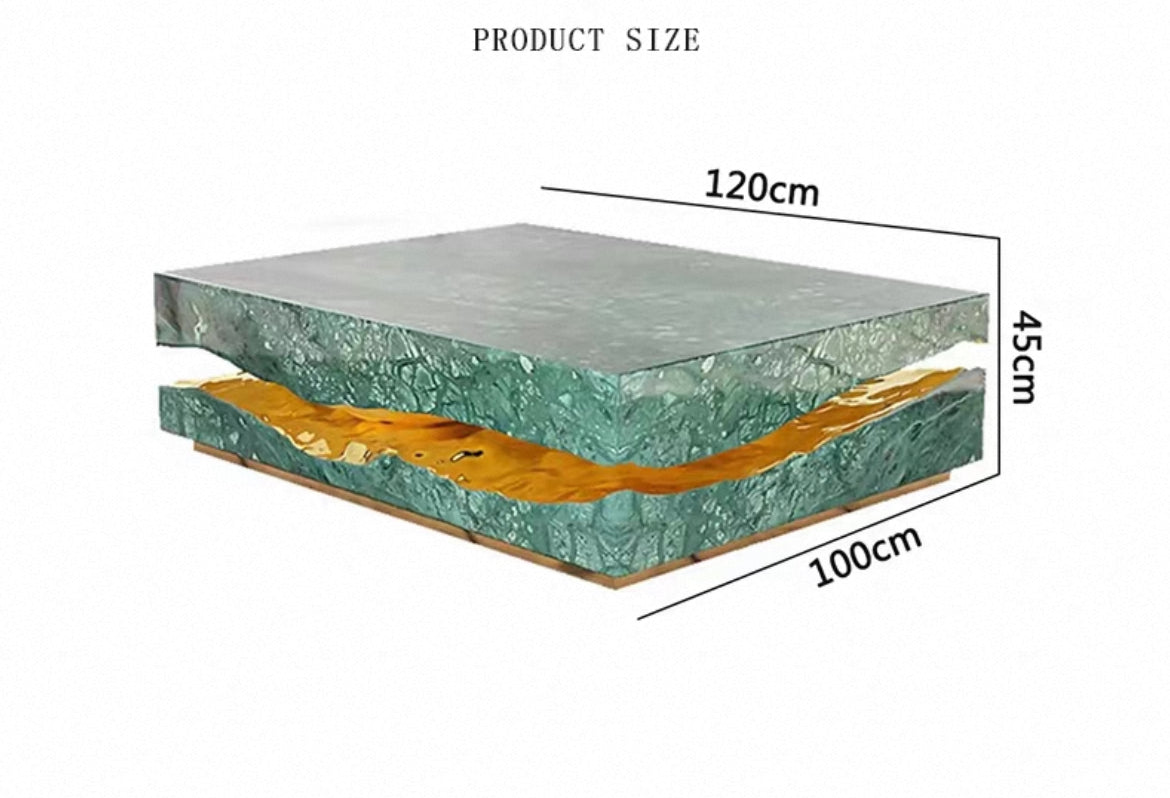 New Design Coffee Table Natural Marble Artistic Brass