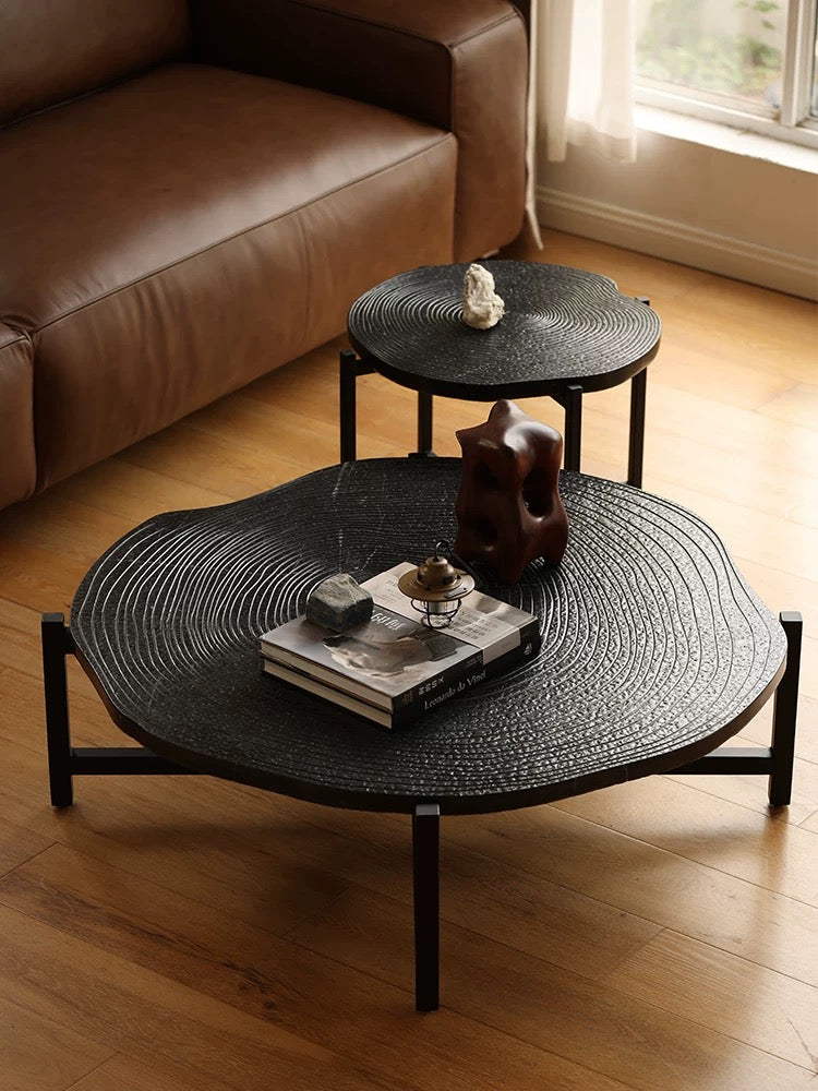 Minimalism Style Annual Ring Natural Marble Coffee Table French Designer