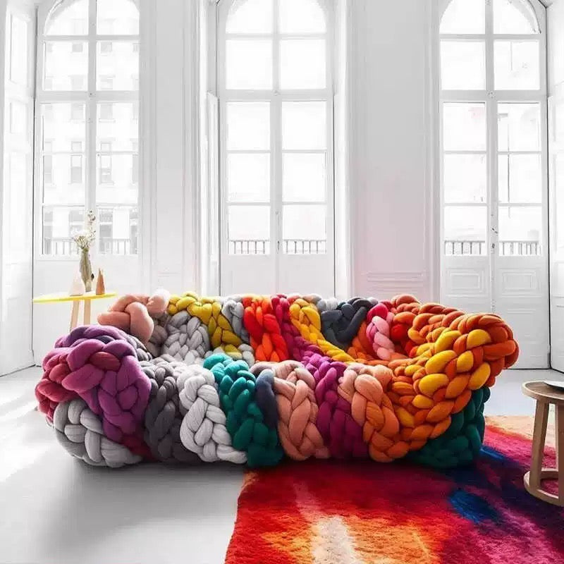 New Arrivals Designer Rainbow Sofa Creative Woven Seat Living Room Furniture