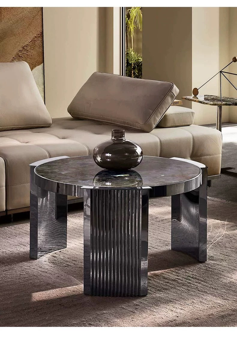 Luxurious Marble Coffee Table Stainless Steel Table Tempered Glass Table