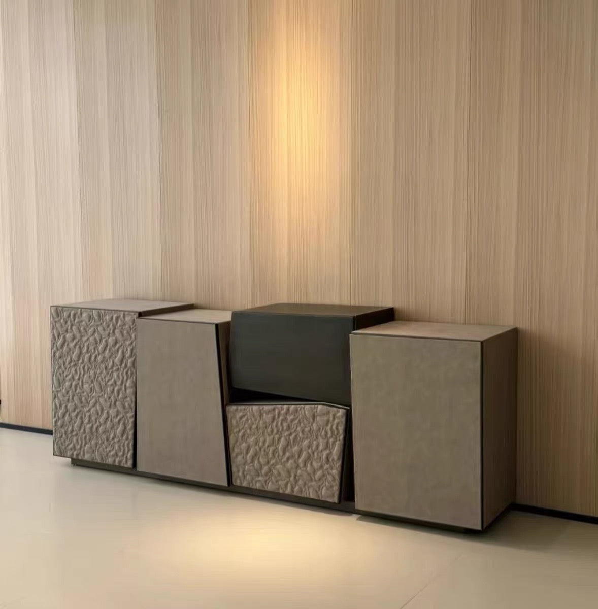 Luxurious Sideboard Mixed Wood and Metal Modern Furniture Stylish Cabinet