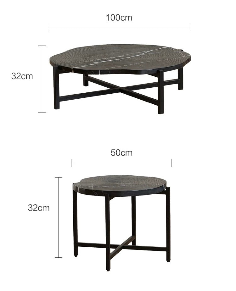 Minimalism Style Annual Ring Natural Marble Coffee Table French Designer