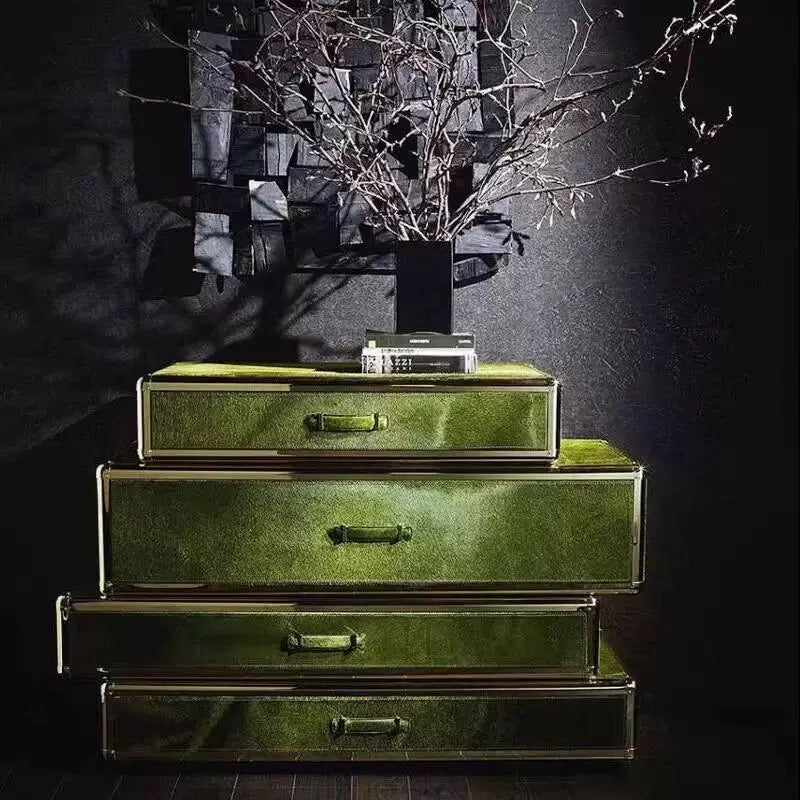 2025 New Arrivals Luxurious Side Cabinet Genuine Leather Furniture Home Decor