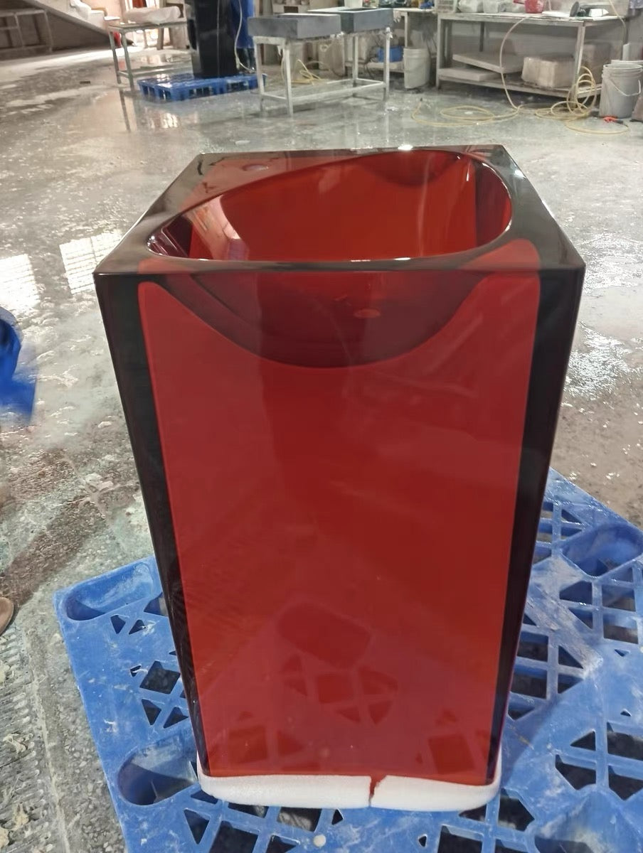 2025 New Arrivals Bathroom Crystal Resin Basin with LED Light
