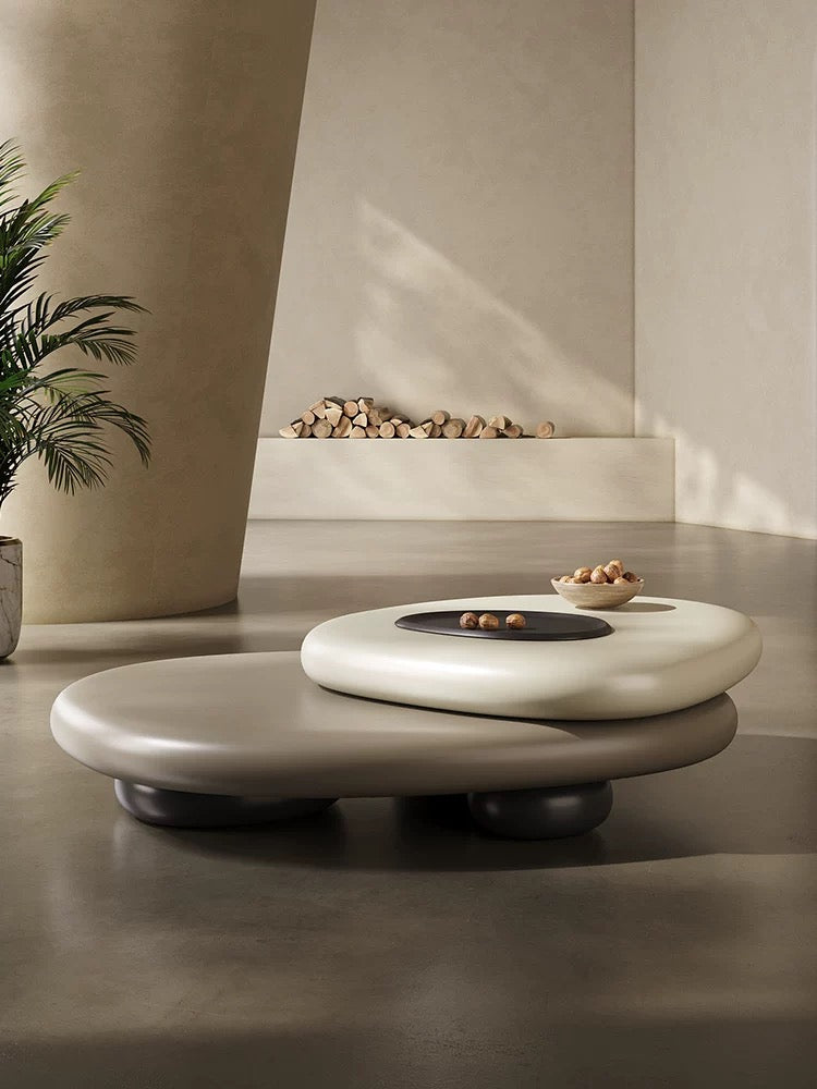 New 2024 Pebble-shaped Rotating Coffee Table Nordic Style Modern Home