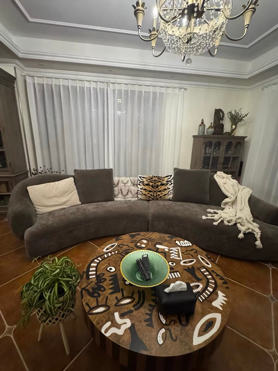 Intricate Vintage Painting Artistry Wood Coffee Table