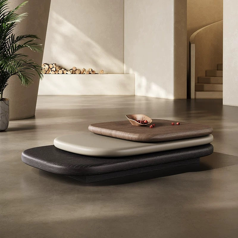 Wood Rotating Coffee Table 3 Layers with Versatility and Durability