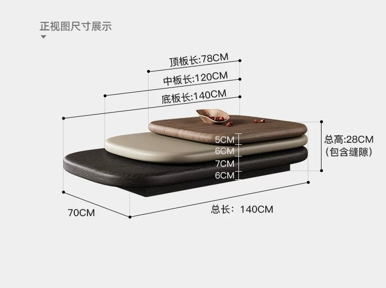 Wood Rotating Coffee Table 3 Layers with Versatility and Durability