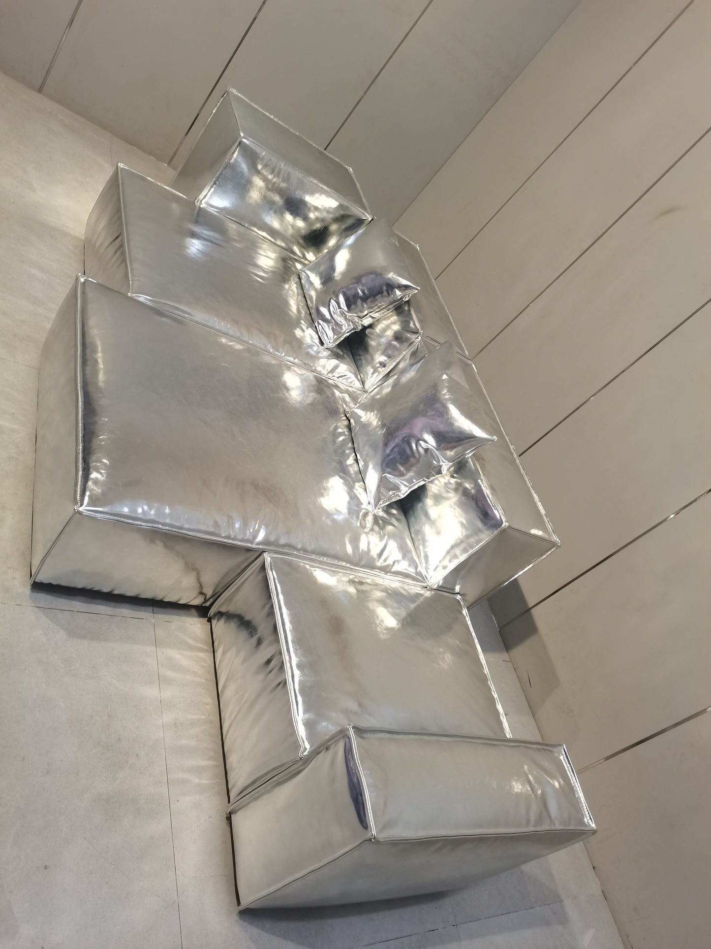 Exclusive Cassina Maralunga Sofa Customized Silver Leather Luxurious Furniture
