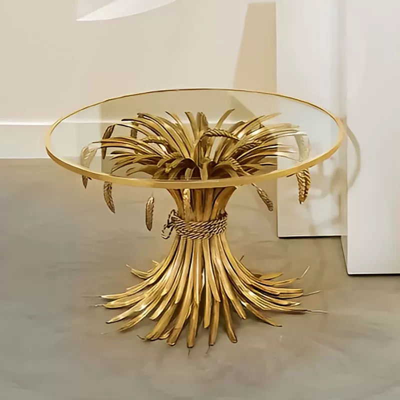 New Arrivals Unique Design Stainless Steel Ears of Wheat Glass Table Coffee Table