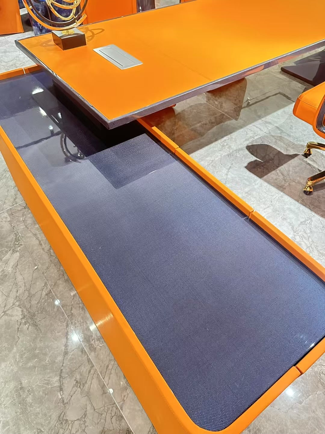 Luxurious executive desk orange Napa leather office table