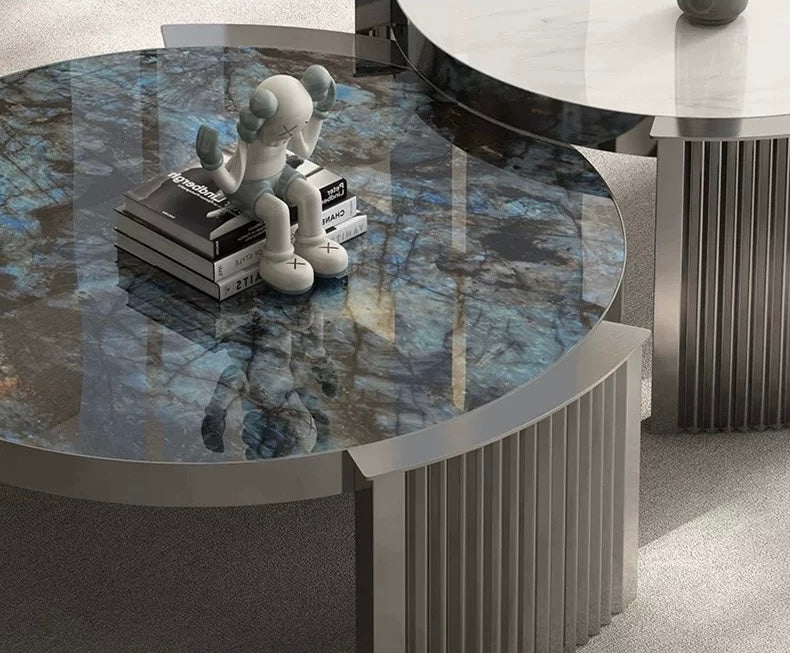Luxurious Marble Coffee Table Stainless Steel Table Tempered Glass Table