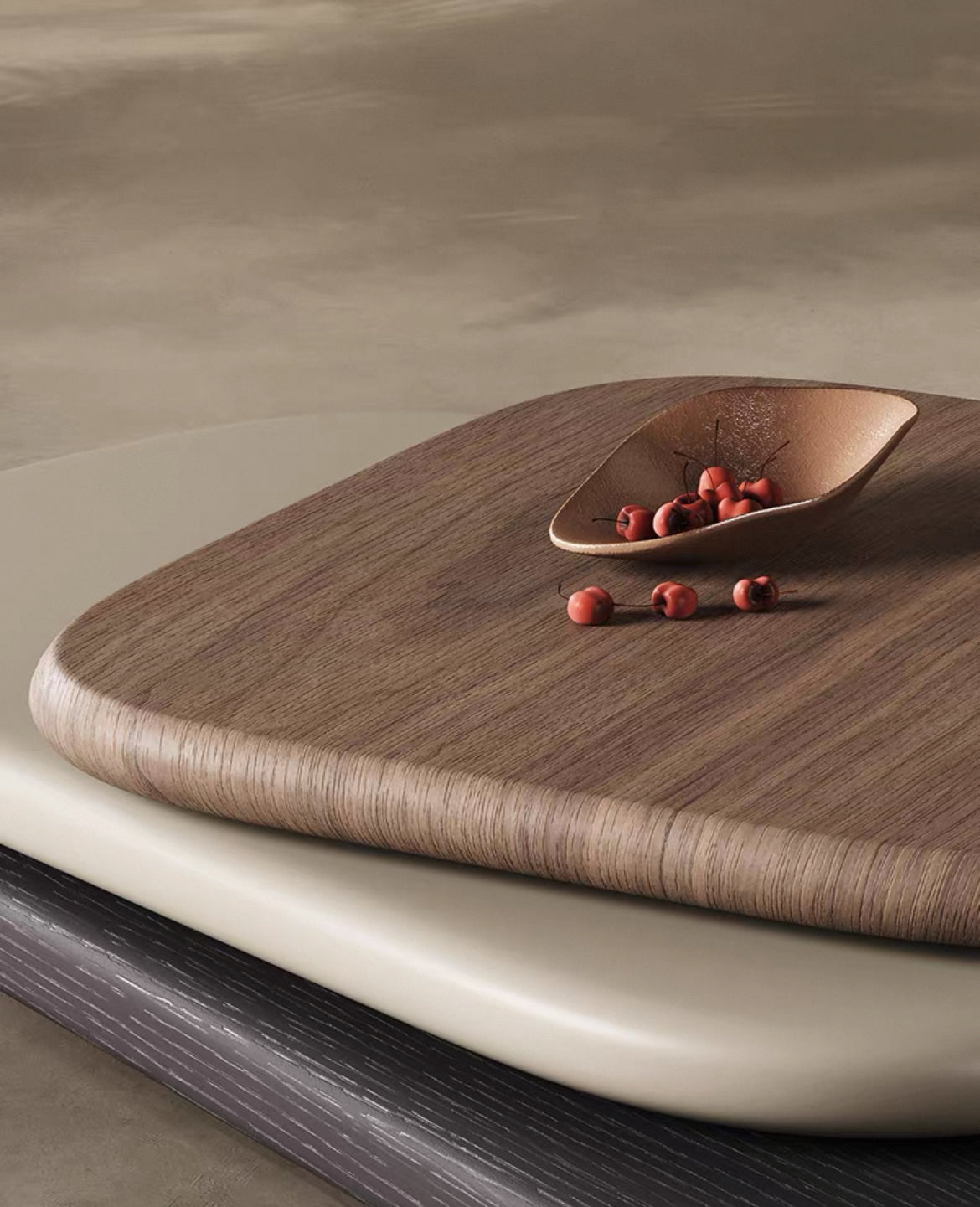 Wood Rotating Coffee Table 3 Layers with Versatility and Durability