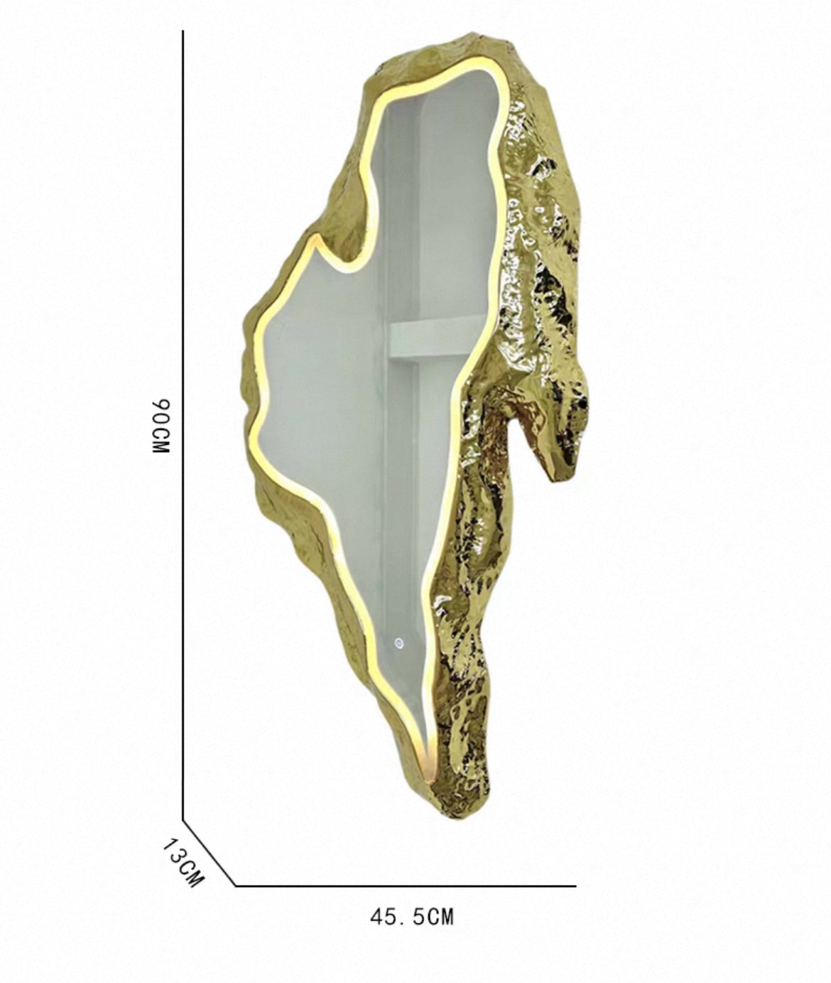 Brass Art Mirror LED Light Surrounding Home Decor