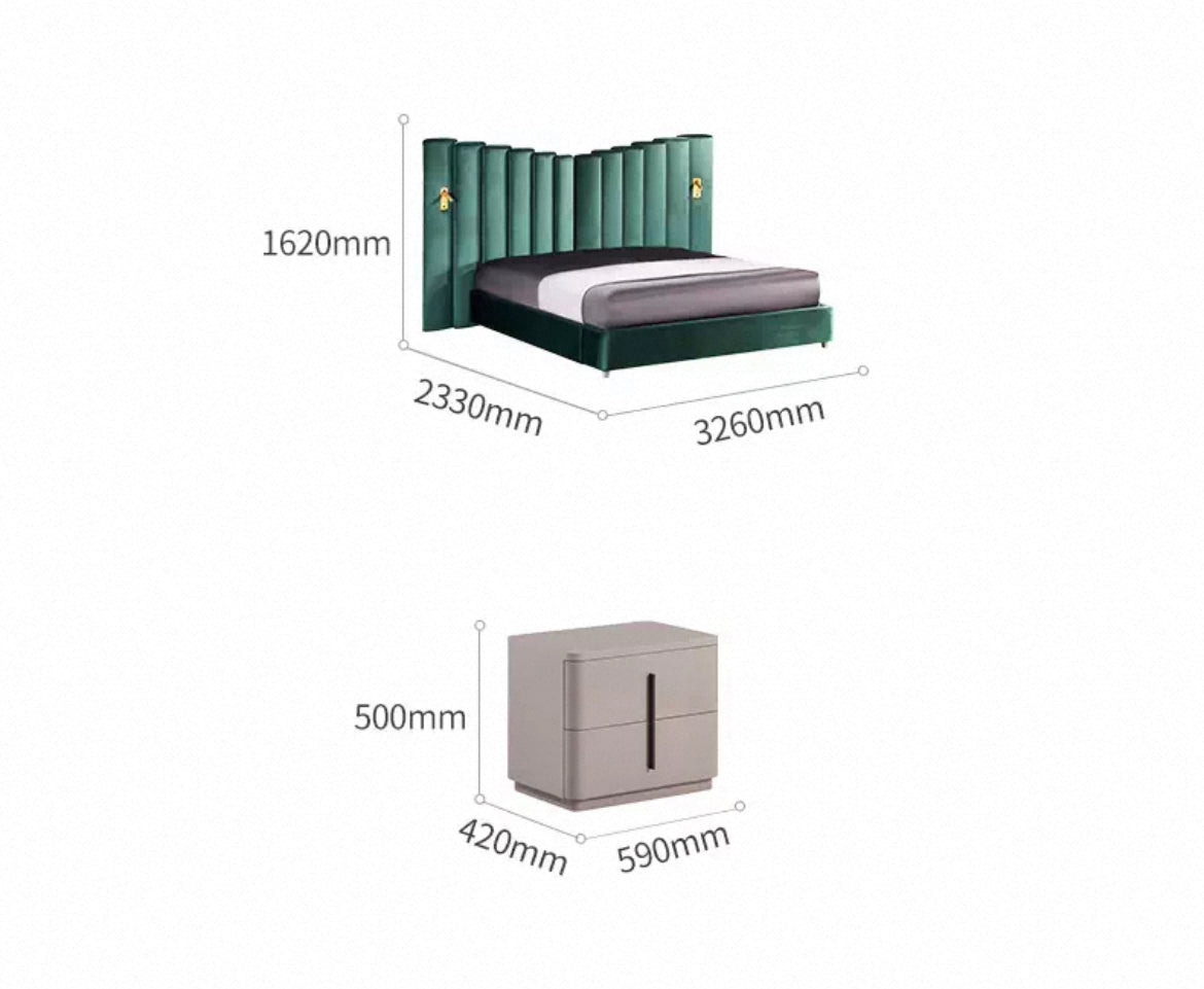 New Arrivals French-inspired Luxurious Bed Peacock Green Bedroom Furniture